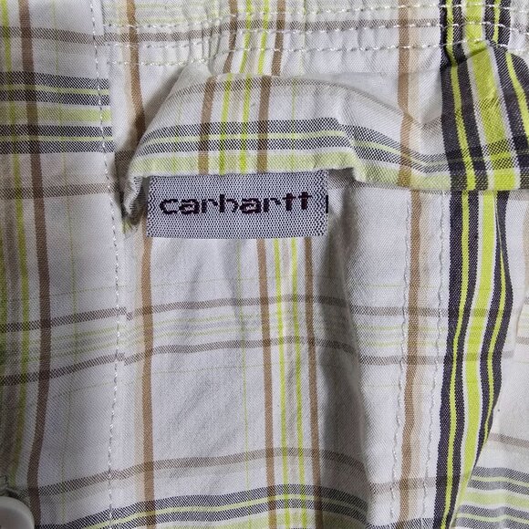 Carhartt Force Men's Plaid Short‎ Sleeve Shirt XL Relaxed Fit Cotton Green/White - Picture 7 of 8